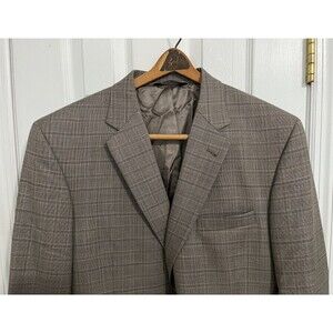 Size XL - Jos A Bank Signature 46R Gray Beige Check Wool Blazer 2 Btn NWT